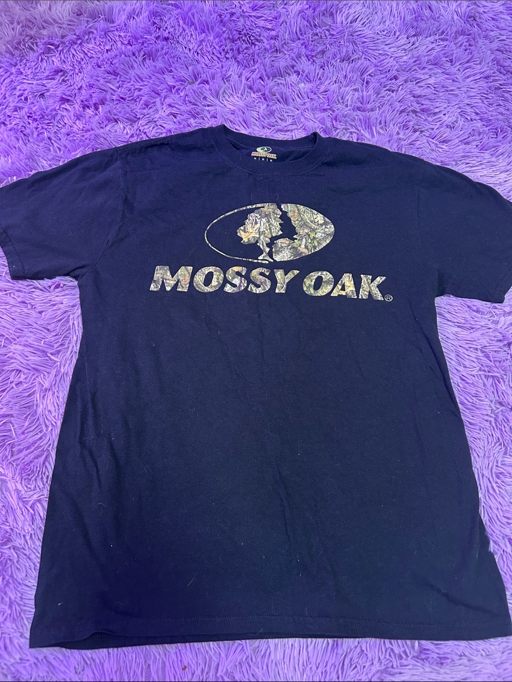 Mossy Oak Black Tee with Camouflage Logo